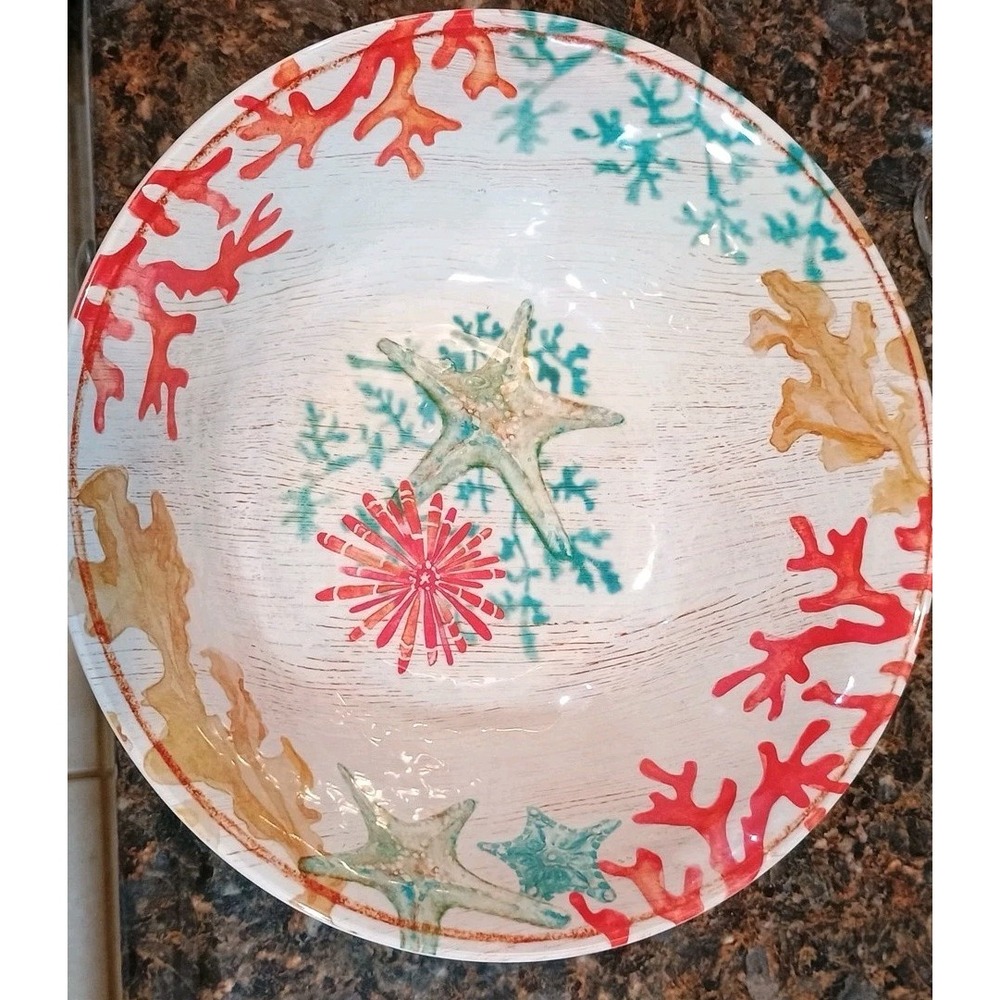 NWT Sea Coral Starfish Large Round 11.5" Serving Bowl 100% Melamine